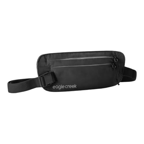 Eagle Creek Undercover RFID Money Belt Slim Travel Waist Pouch with RFID Blocking Secure Passport Cards & Cash Adjustable Strap Lightweight & Discreet Black