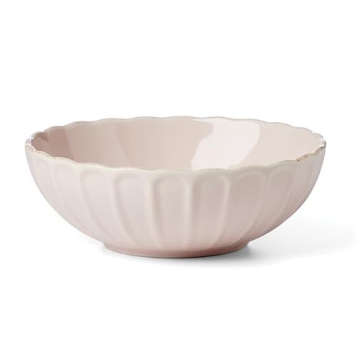 Image of Lenox Dinnerware Set, French Perle Scallop Blush 12-Piece Set, Service For 4, Stoneware, Dishwasher Safe, Microwave Safe, Plates and Bowls sets, Dish Set, Plate Set, Home And Kitchen (Pink, 12 Piece)