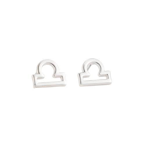 Silver Star Sign Stud Earrings - Libra (23rd September - 23rd October) - Zodiac Constellation Horoscope Celestial Astrology Jewellery - Women Men Gift