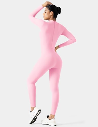 Image of speerise Women Bodysuit Rompers Long Sleeve Jumpsuits Leotards One Piece Tummy Control Yoga Workout Outfits