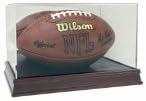 Deluxe Acrylic Full Size Football Display Case with Cherry Wood Stain Base