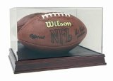 Deluxe Acrylic Full Size Football Display Case with Cherry Wood Stain Base