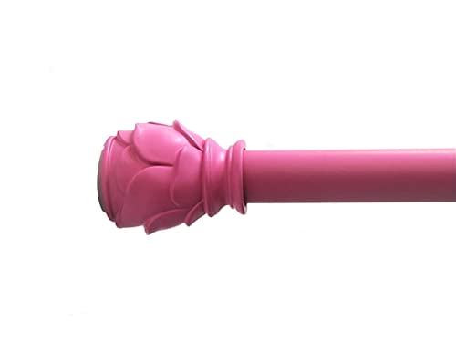 Tringle télescopique sans perçage rose en acier carbone stable dès 120cm