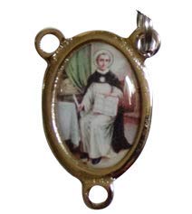 Saint Thomas Aquinas Patron of Universities and Schools Teal Amazonite Faceted Opaque Round Beads Rosary with Silver Plated Medal Centerpiece and Crucifix Includes a Prayer Card3