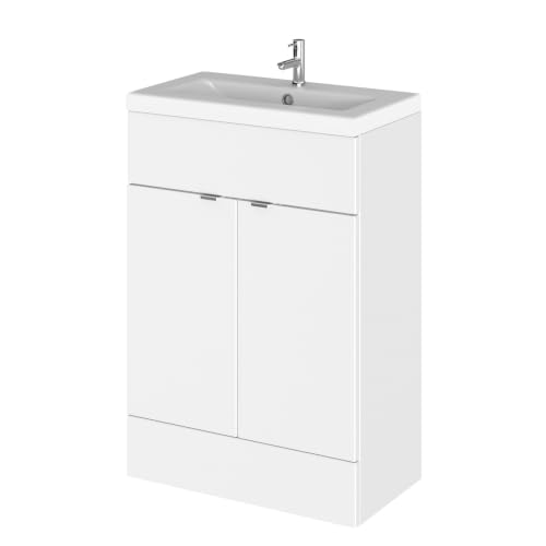 Image of Balterley Alrewas Contemporary 2 Door Floor Standing Vanity Unit with Basin, Gloss White, 600mm