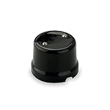 Amarcords - Scatola di derivazione in porcellana vintage. Copri cavi e copri fili in ceramica retrò per il collegamento elettrico con fili elettrici a vista colore NERO