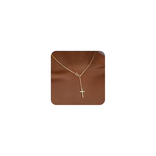 Infinity Cross Necklace for Women, 14K Gold Plated Necklace Unique Trendy Cross Pendant Jewelry, Non Tarnish & Waterproof Christian Jewelry - First Communion Confirmation Easter Gift
