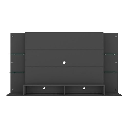 Painel TV 60" com Suporte e Prateleiras de Vidro Nairóbi Multimóveis Preto