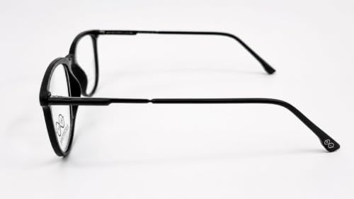 Image of Soft Square Optical Eyeglass Frame for Men & Women, Front with Metal Temples, Clear Demo Lenses, Lightweight Mixed Material Frame, Ribbed Temple Design for Prescription Lens Replacement