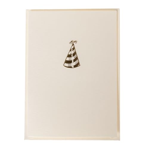 Image of Graphique Party Hat Birthday Cards, Pack of 10 Cards with Envelopes, Bday Greetings, Blank Inside, Gold Foil Embossing, La Petite Press Collection Boxed Set, 3.25 inch x 4.75 inch