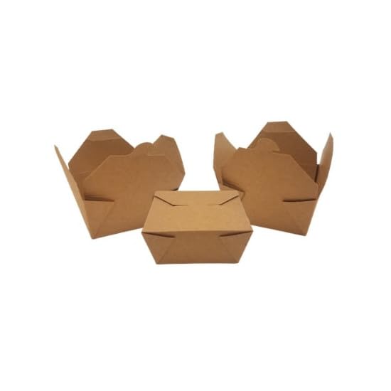 Générique 50 boites à repas américaines rectangulaires 2000 ml en carton kraft brun avec système de fermeture à rabat