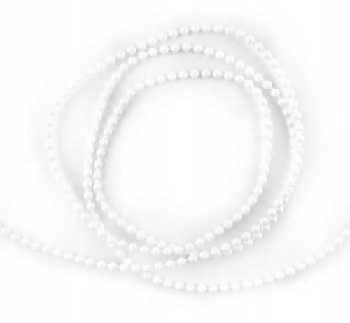 NextHook 10m Kugelkette für Jalousien – Ersatzkette aus Kunststoff – 3,2mm / 4,5x6mm / 4,5x12mm – Perlenkette in Weiß, Grau, Transparent – Reparaturkette für Rollos & Plissees (Weiß, 3,2 mm)