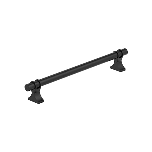 Image of Amerock Davenport 7-9 /16 inch (192mm) Center-to-Center Matte Black Cabinet Pull, BP36618MB