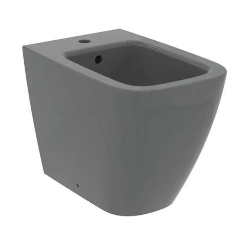 Ideal Standard - i.life B, Bidet a terra filo parete, Con foro per la rubinetteria, Con foro per il troppopieno, Grigio lucido