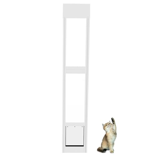 Cat Dog Door Insert for Sliding Patio Door - Easy to Install for Rentals and Apartments with Lockable Weather Proof Panel - Adjustable Height 76.38