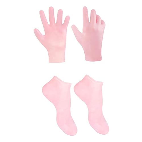 Healvian 1 juego Calcetines y Guantes Exfoliantes para Pies y Manos Set de Hidratación para Cuidado Rosa Xl para Pies Secos y Agrietados