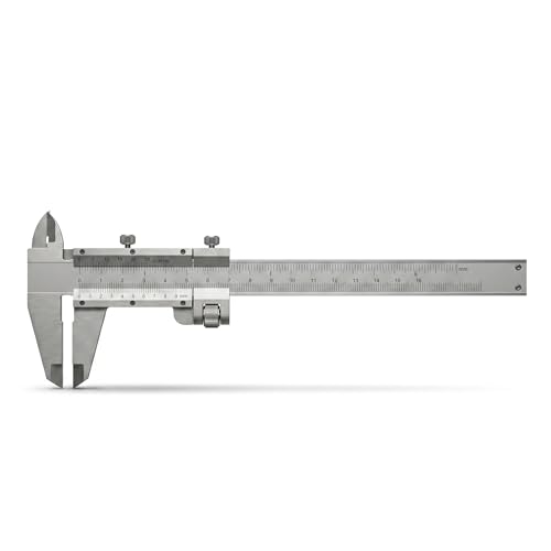Image of vernier callipers thickness measuring Tool 0-6 in /0-150 mm Stainless Steel Manual- Precision with Dual Screw Locking & Gauge Scale Designed for CNC /Lathe Machine, Engineers.