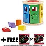 Melissa & Doug Shape Sorting Drum Classic Toy & 1 Scratch Art Mini-Pad Bundle (09041)