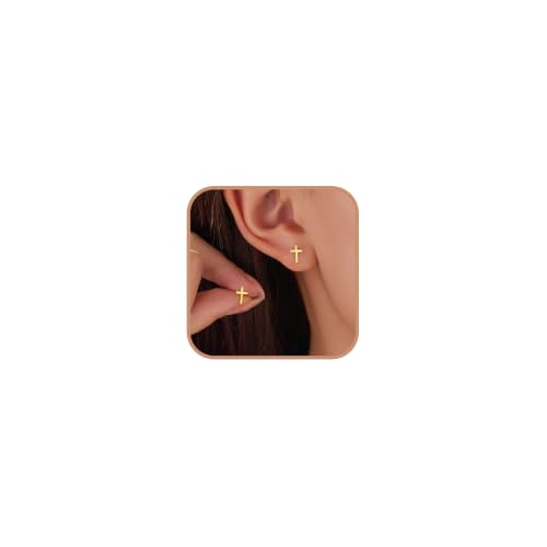 Boucles d'oreilles croix en argent et or, le cadeau idéal pour homme et femme