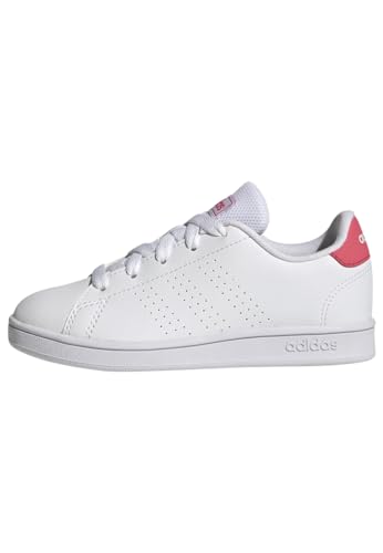 adidas Mixte enfant Advantage Lifestyle Court Lace Shoes, Cloud White / Real Pink / Core Black, 37 1/3 EU