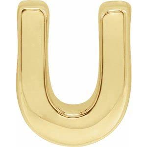 14K Yellow Gold Block Initial U Slide Pendant