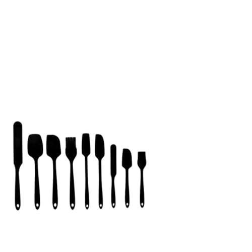 FUNOMOCYA 1 Juego De 9 Piezas Espátula De Silicona Hornear Cocinando Utensils Herramienta Pastel Antiadherente Silicio Horneando para Cocinar Bateria De Cocina Gel De Sílice Black