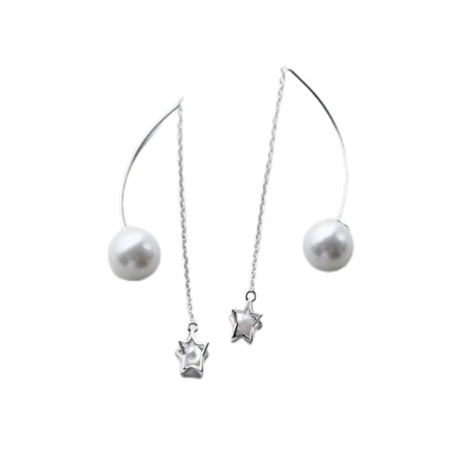 Fil d'oreille perle boucles d'oreilles longues étoile à cinq branches