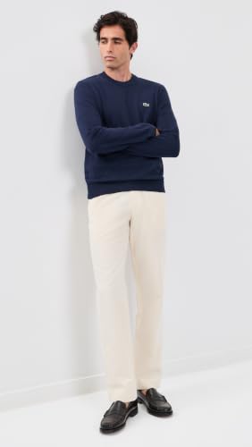 Lacoste Herren Langarm Rundhalsausschnitt Baumwolle Jersey Pullover Kern, Marineblau, Mittel – Ansicht 4