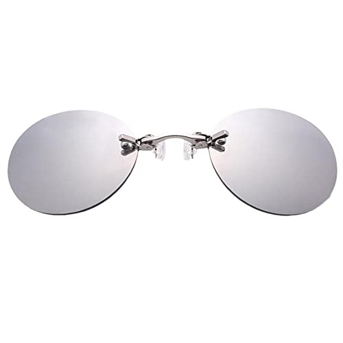 ZIRYXQ Lunettes de soleil rondes sans monture à clipser pour homme - Style vintage - UV400 - Sans monture, gris