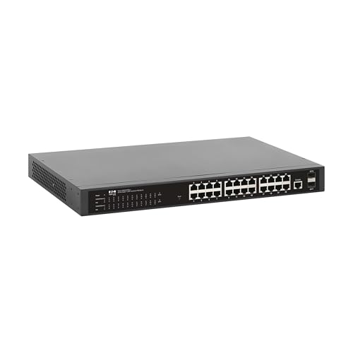Image of Eaton Tripp Lite Series 24-Port Gigabit Managed PoE+ Switch with 2 SFP Ports, Easy Smart Web‑Managed Layer 2 Ethernet Splitter, 370W, 1 Gbps, 1U Rack Mount or Desktop, 3‑Year Warranty (NGS24C2POE-1)