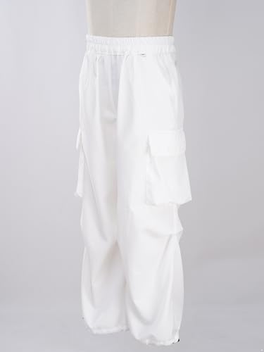 FEESHOW Kids Girls Elastic Waistband Cargo Pants Boys Loose Fit Trousers with Pockets for Hip-Hop Jazz Dancewear4