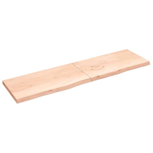HGFDVCMR Estantería de pared 220 x 60 cm de roble macizo sin tratar, rústico con borde natural, estante flotante hecho a mano, estante multiusos para baño, oficina y sala de estar