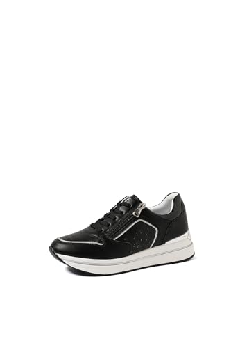 QUEEN HELENA Baskets à fermeture éclair latérale Baskets avec plateau décontracté pour femme X30-1, Noir , 38 EU