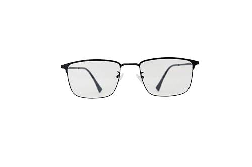 Image of ADMIRE Metal Frame Eyeglasses, Black, Rectangular Shape, Clear Lens, Lightweight Hal-Rim Spectacles