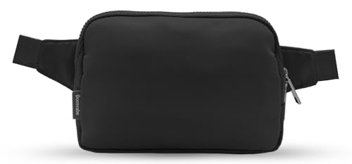 Bomvabe 2L Black Fanny Pack for Women Men, Large Everywhere Belt Bag with Adjustable Strap 55