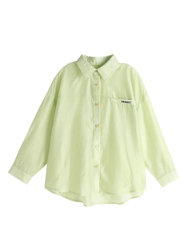 Image of 2026 Premium Girls Button Down Shirt, Long Sleeve Collared Blouse with Chest Pocket