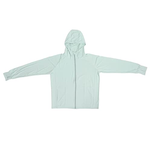 YUYTE Chaqueta Anti UV con Cremallera para Mujer, Ropa de Protección Solar Transpirable Verde, Sudadera con Capucha de Manga Larga UPF 50+ con Orificio para el Pulgar(XL/2XL)