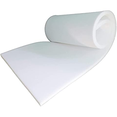 ADAM ICON Premium High Density White Upholstery Foam Sheet for Cushions Window Seat Pads Sofa Dinning Indoor Floor mat Wheel Chair Bench Outdoor Chair Padding 60"x20"x 1" Cover
