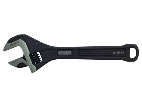 DEWALT All Steel Adjustable Wrench 10in, with Precision Engineered Jaws to facilitate Minimal jaw Movement Between Movable and Fixed Jaws for Precise adjustments.