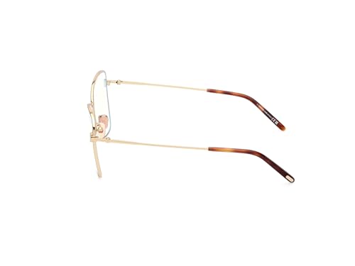 Image of Tom Ford Eyeglasses FT 5906 -B 046 Shiny Pale Gold, Matte Brown Enamel, t Logo