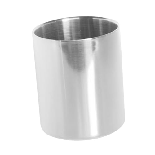 ULTECHNOVO Vaso Multifuncional de Acero Inoxidable sin Asa Soporte Estable para Velas Organizador de Bolígrafos y Florero Superficie Lisa y Pulida Color Plata