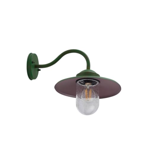Lindby Lámpara de pared exterior Bilma (Moderno) en Verde hecho Aluminio (1 llama, E27) lámparas para aplique lámpara LED exterior/fachada