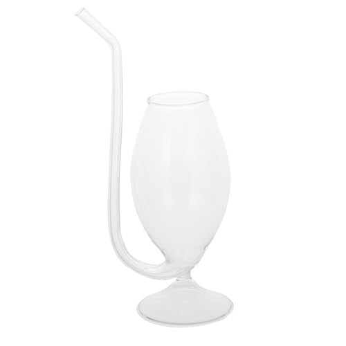 BESTonZON Verre à Vin Créatif 300ml 22,8 Cm En Verre Transparent Avec Paille Pratique Pour Fête Maison Mariage Cocktail
