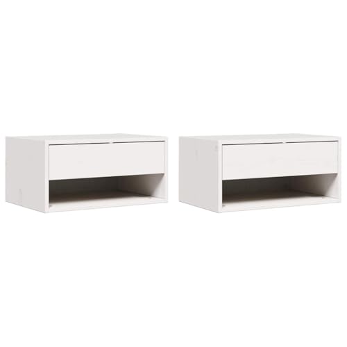 Table de Nuit Rectangulaire Blanche 2 Tiroirs pour Petit Espace - 2