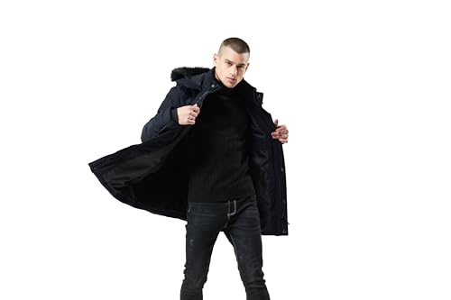 Image of WEEN CHARM Men's Warm Parka Ski Jacket Water Resistant Puffer Jacket Long Winter Coat with Detachable Hood Faux-Fur Trim