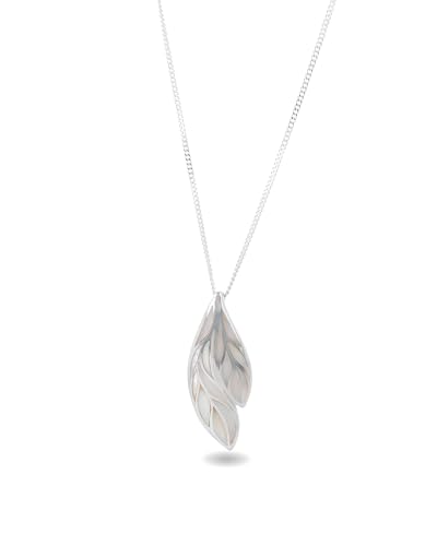 Collier femme argent 925 Aden avec pendentif feuille en nacre blanche Magnolia