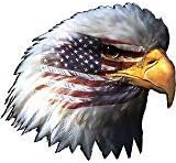 Calcomanía de vinilo con cabeza de águila y bandera americana para ventana de coche, laptop