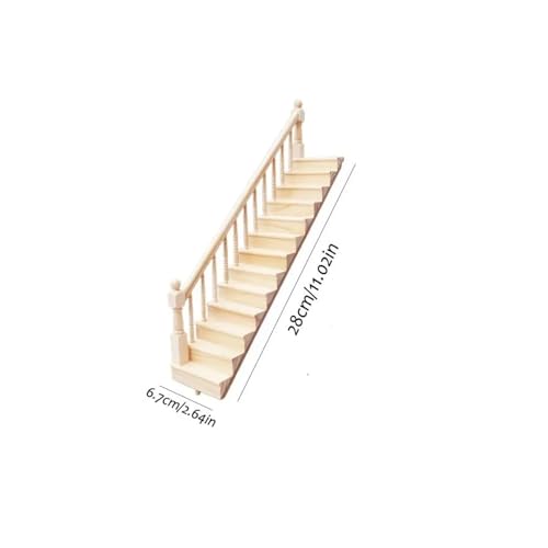 Mini escalier en bois de haute précision 1:12 avec finition rampe