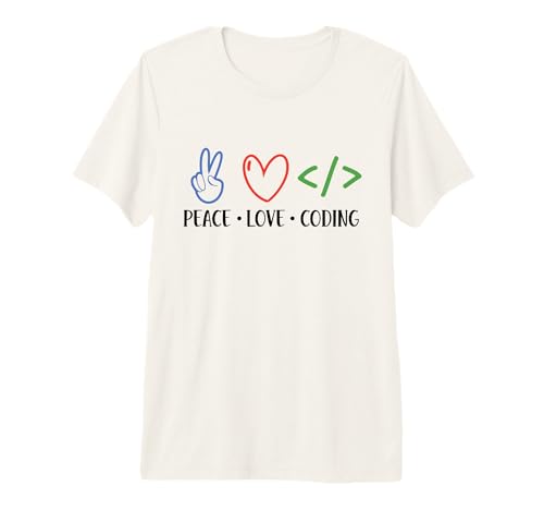 Peace Love Coding Coder Software Developer Programmer Dev Premium T-Shirt