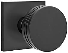 EMTEK Square Rosette Privacy Set with Matching Finish Bern Knob - Choice of 6 Finishes - 5210BNUS19 - Flat Black (US19)